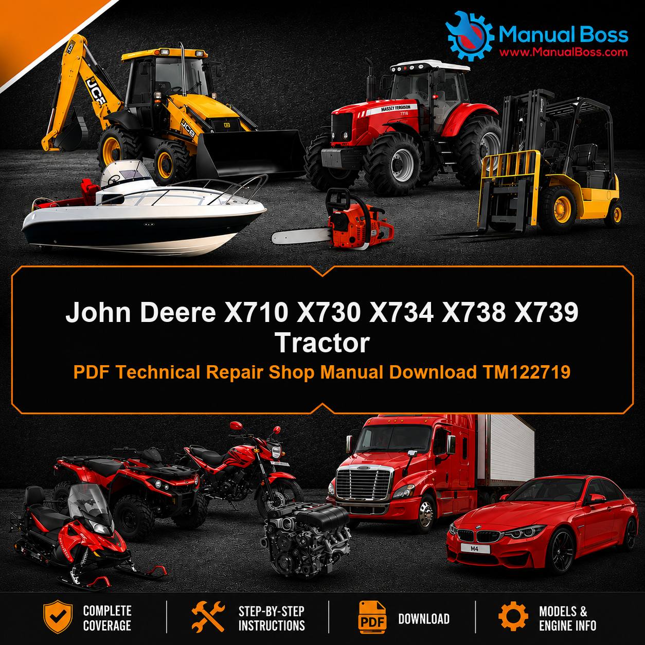 John Deere X710 X730 X734 X738 X739 Tractor PDF Technical Repair Shop Manual Download TM122719
