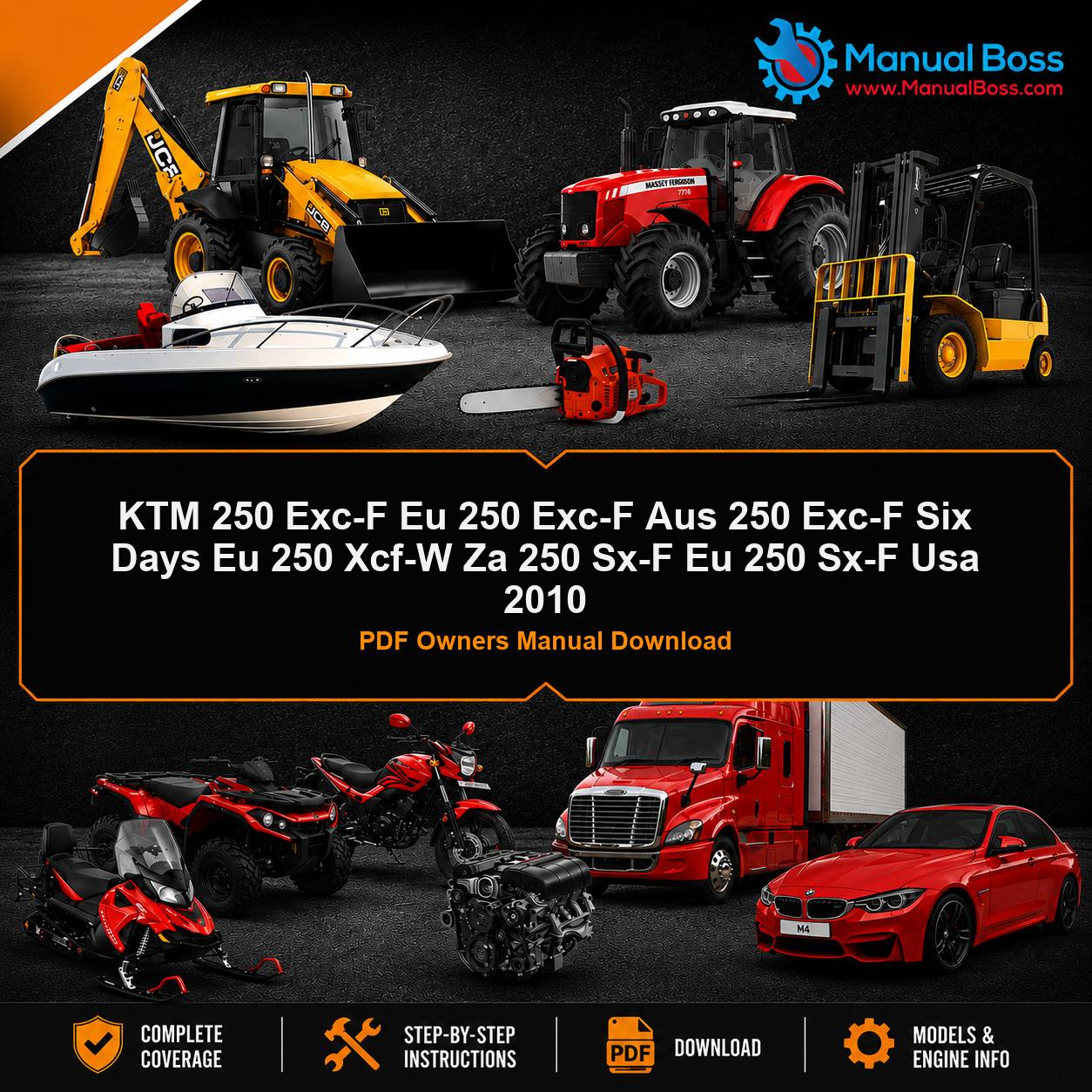 KTM 250 Exc-F Eu 250 Exc-F Aus 250 Exc-F Six Days Eu 250 Xcf-W Za 250 Sx-F Eu 250 Sx-F Usa 2010 PDF Owners Manual Download