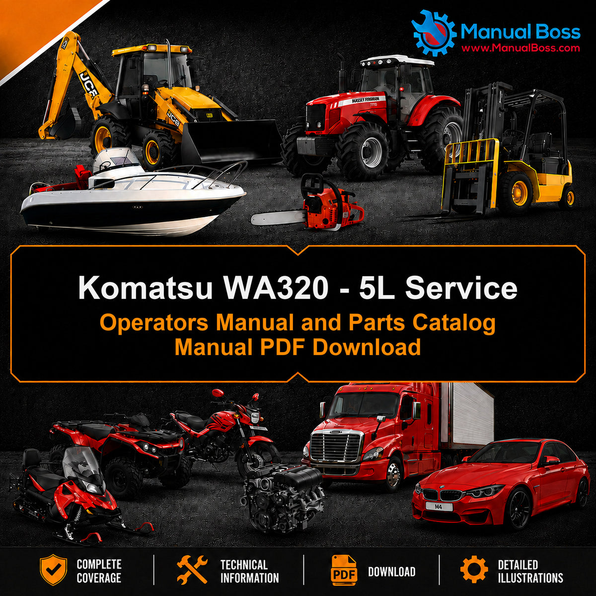 Komatsu WA320 - 5L Service Operators Manual and Parts Catalog Manual PDF Download