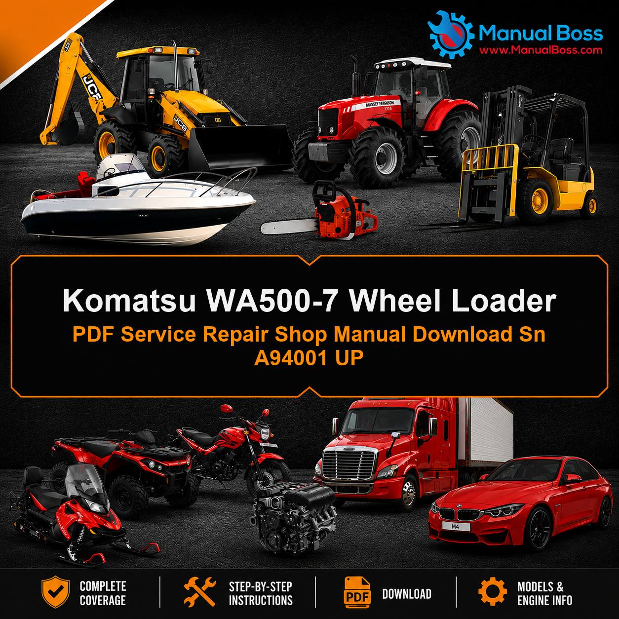 Komatsu WA500-7 Wheel Loader PDF Service Repair Shop Manual Download Sn A94001 UP