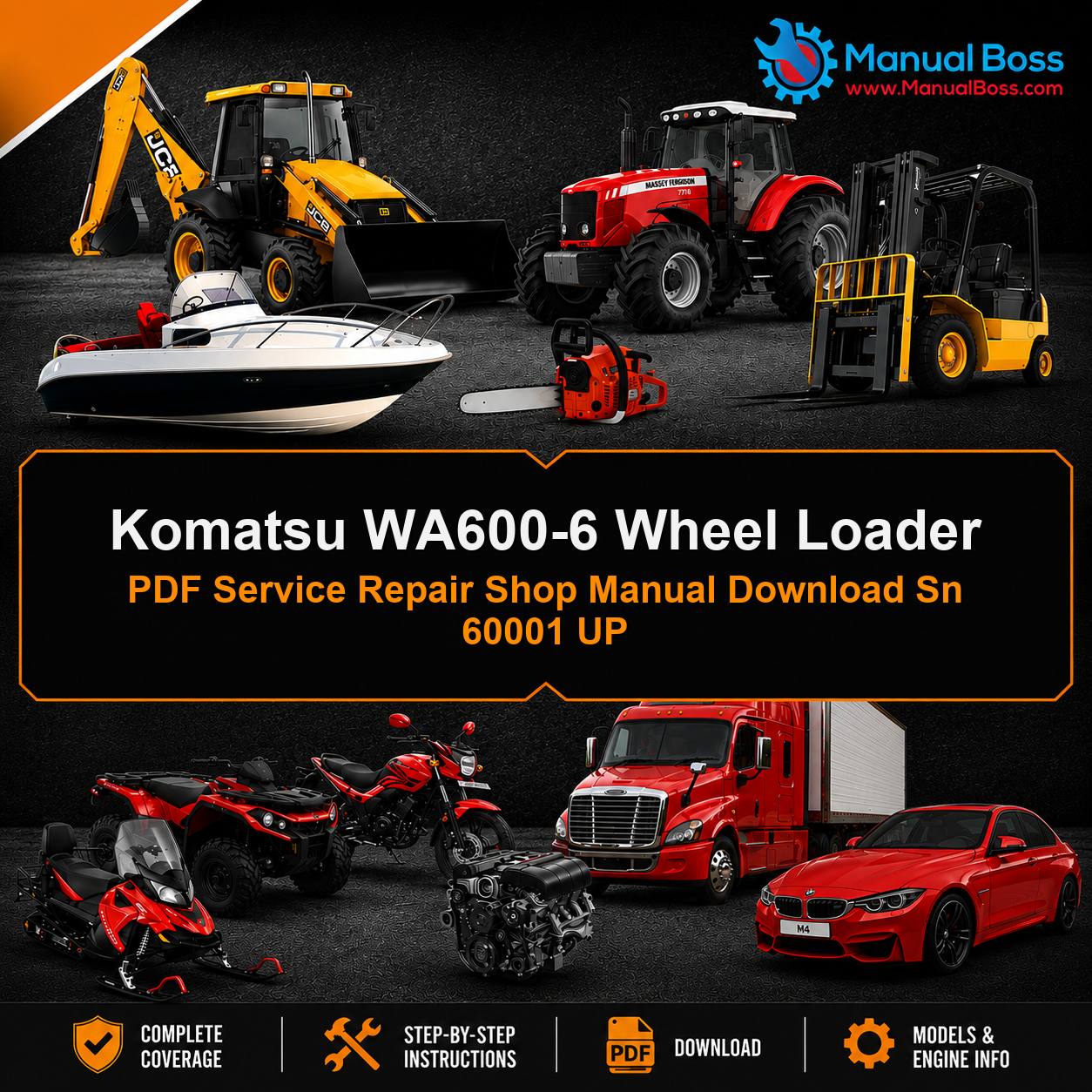 Komatsu WA600-6 Wheel Loader PDF Service Repair Shop Manual Download Sn 60001 UP