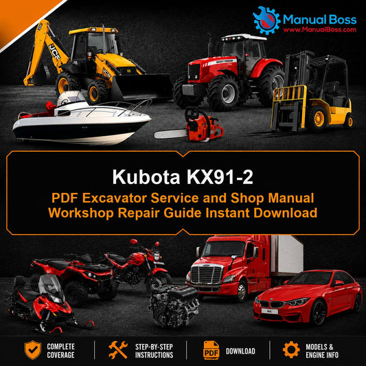 Kubota KX91-2 PDF Excavator Service and Shop Manual Workshop Repair Guide Instant Download