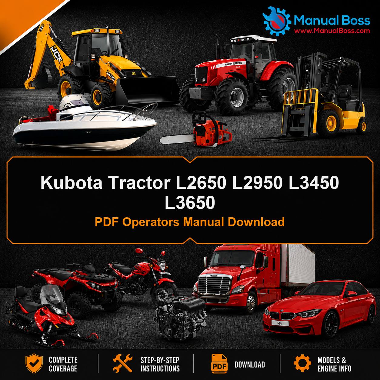 Kubota Tractor L2650 L2950 L3450 L3650 PDF Operators Manual Download