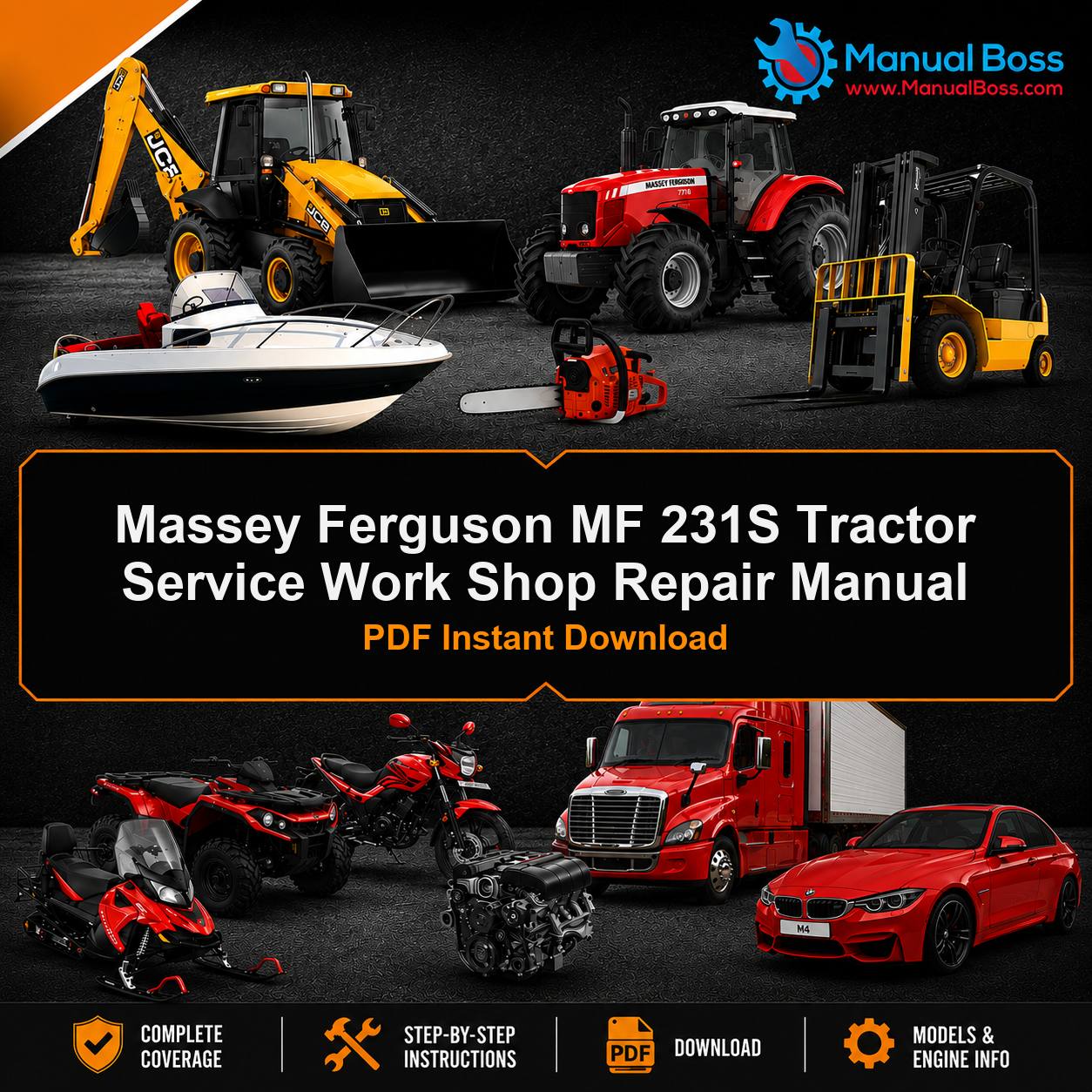 Massey Ferguson MF 231S Tractor Service Work Shop Repair Manual PDF Instant Download