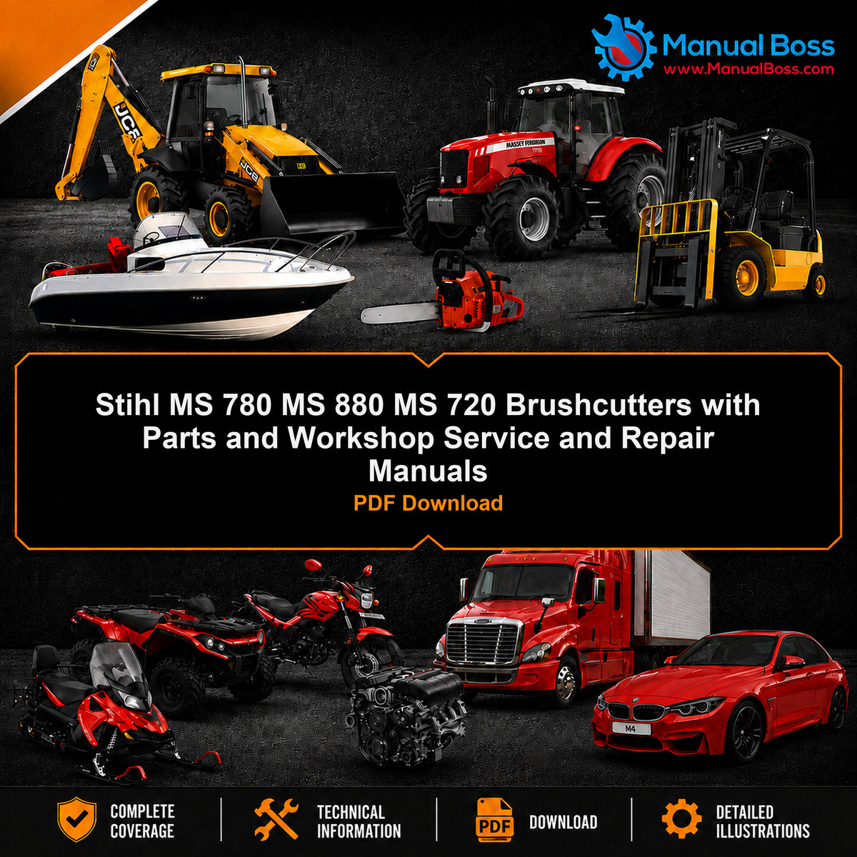 Stihl MS 780 MS 880 MS 720 Brushcutters with Parts and Workshop Service and Repair Manuals PDF Download