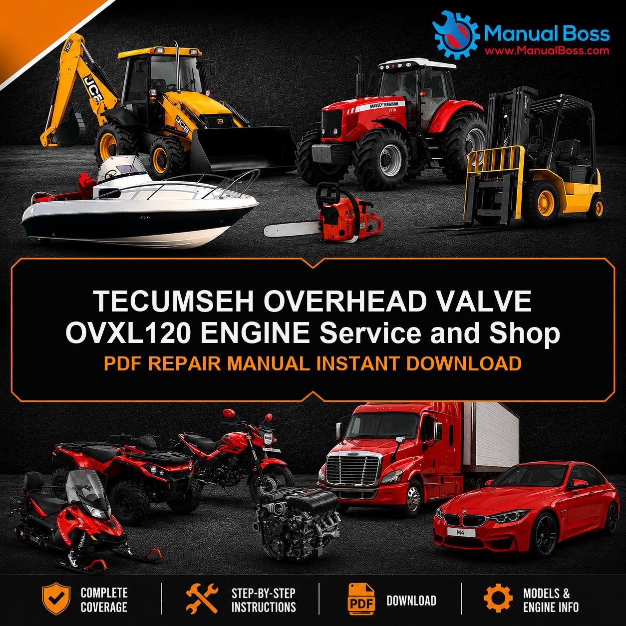 TECUMSEH OVERHEAD VALVE OVXL120 ENGINE Service and Shop PDF REPAIR MANUAL INSTANT DOWNLOAD