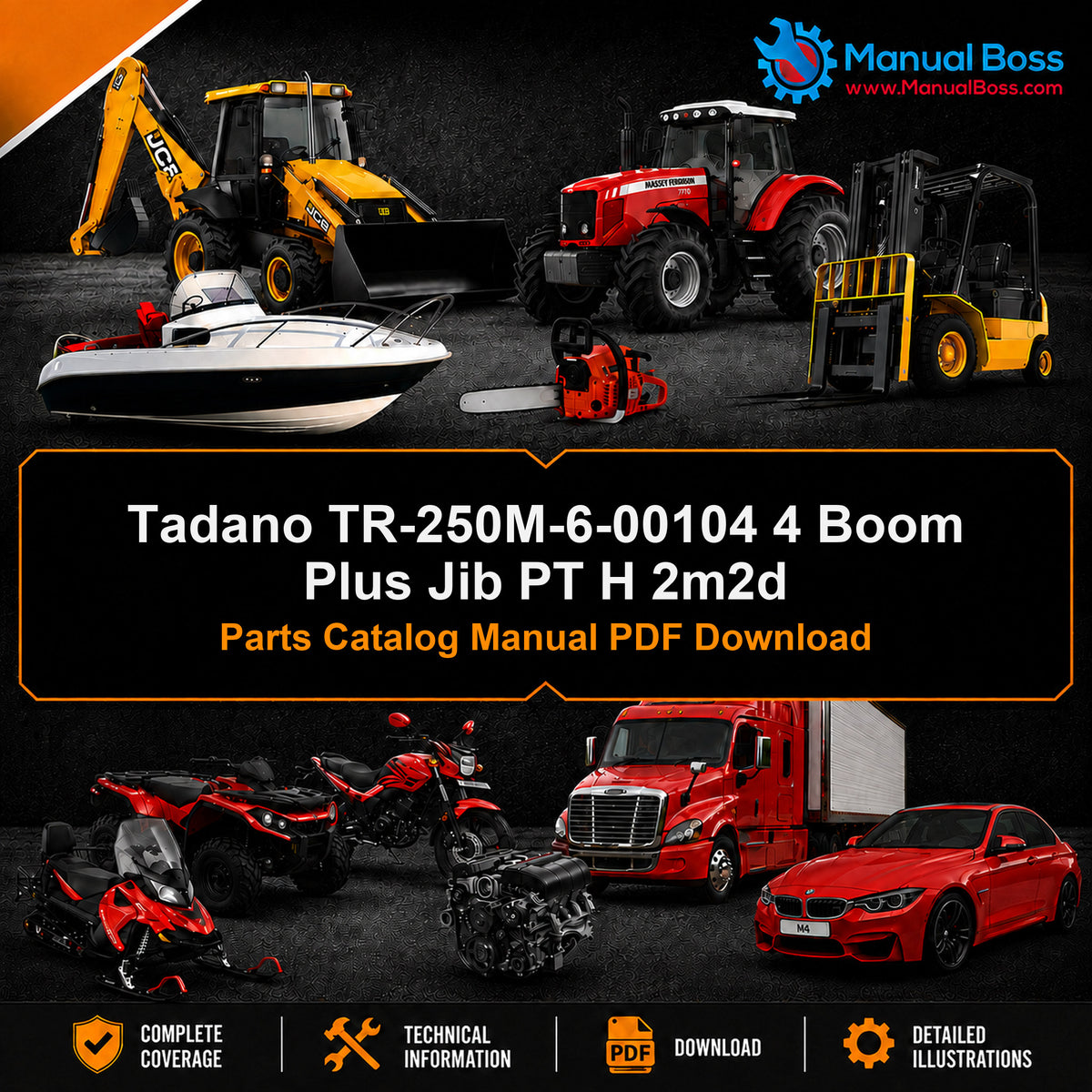 Tadano TR-250M-6-00104 4 Boom Plus Jib PT H 2m2d Parts Catalog Manual PDF Download