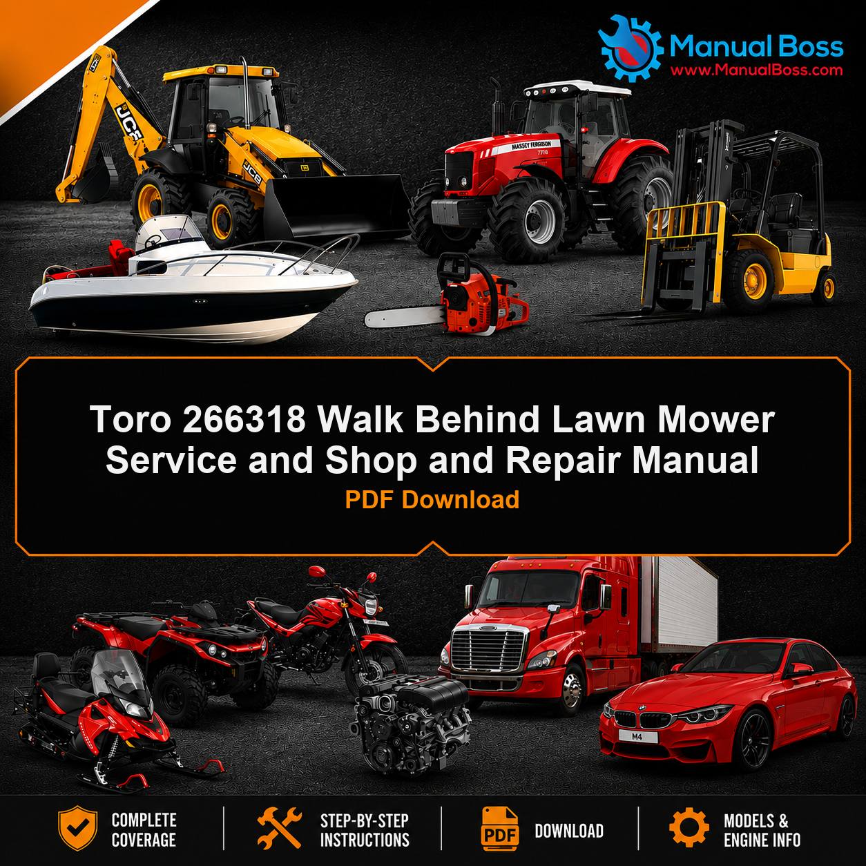 Toro 266318 Walk Behind Lawn Mower Service and Shop and Repair Manual PDF Download