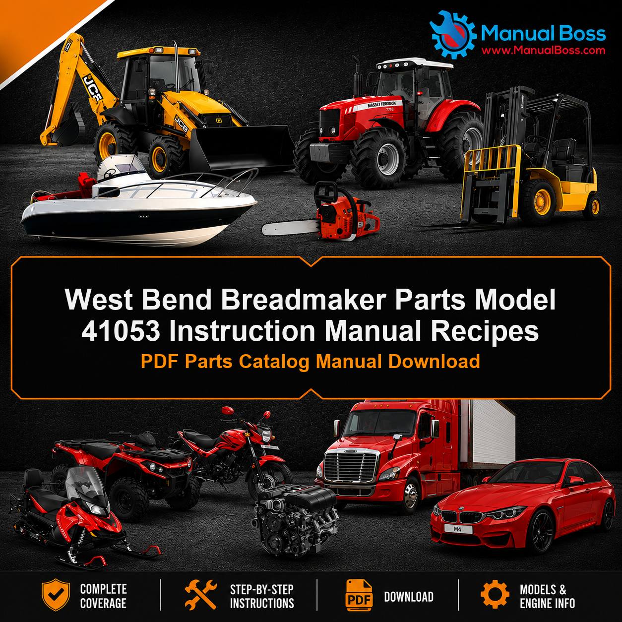 West Bend Breadmaker Parts Model 41053 Instruction Manual Recipes PDF Parts Catalog Manual Download